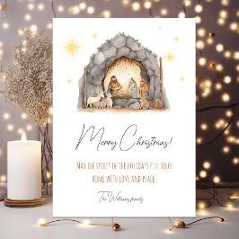 Tarjeta Festiva Navidades ilustrados con natividad de cartas