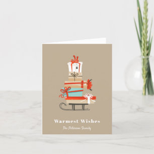 Tarjeta Festiva Navidades Ilustrados Modernos De Mediados Del Sigl