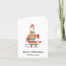 Tarjeta Festiva Navidades ilustrados modernos de mediados del sigl