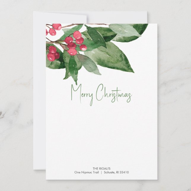 Tarjeta Festiva Navidades impresas Stationery Holiday Botanicals (Anverso)
