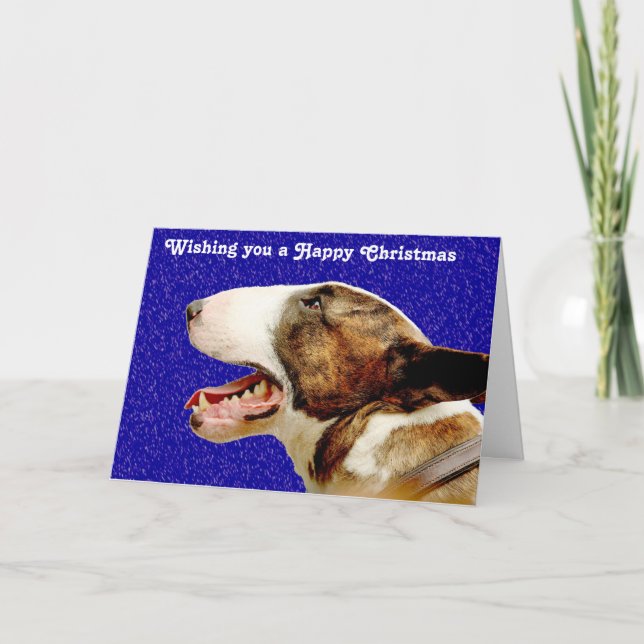 Tarjeta Festiva Navidades Inglés Bull Terrier (Anverso)