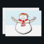 Tarjeta Festiva Navidades inteligentes Snowman<br><div class="desc">Tarjetas de vacaciones creativas para Navidades que incluyen un muñeco de nieve feliz con una cuerda de palomitas de maíz para personalizar fácilmente para amigos,  familia y compañeros de trabajo.</div>