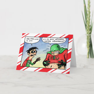 Tarjeta Festiva Navidades intolerantes a la lactosa de Nog Man