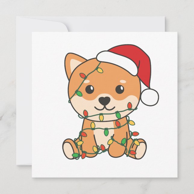 Tarjeta Festiva Navidades Inu de Shiba dividen a los perros en inv (Anverso)