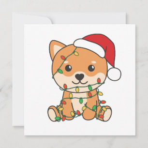 Tarjeta Festiva Navidades Inu de Shiba dividen a los perros en inv