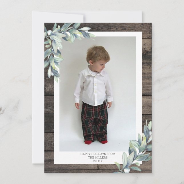 Tarjeta Festiva Navidades Invierno Berries Felices Fiestas (Anverso)