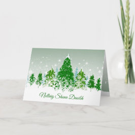 Tarjeta Festiva Navidades irlandeses, abetos verdes de nieve