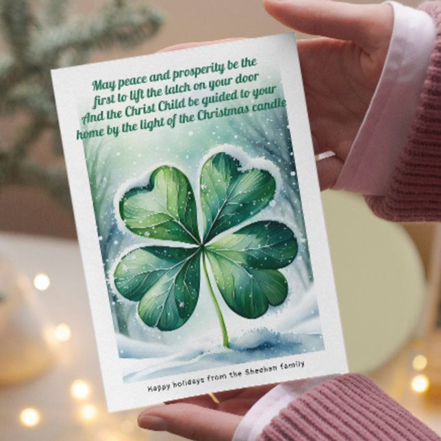 Tarjeta Festiva Navidades irlandeses bendiciendo lo personalizado (Irish Christmas Blessing Personalized Holiday Card by Ricaso. Ireland themed holidays cards)