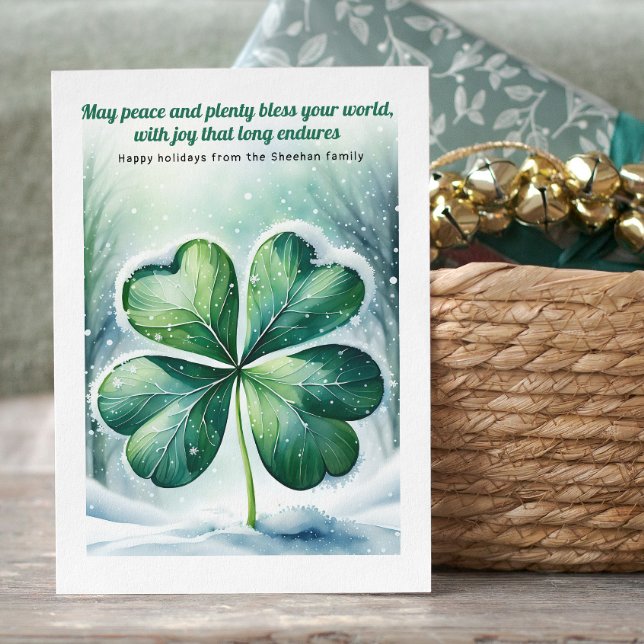 Tarjeta Festiva Navidades irlandeses bendiciendo lo personalizado (Irish Christmas Blessing Personalized Holiday Card by Ricaso. Ireland themed holiday cards)