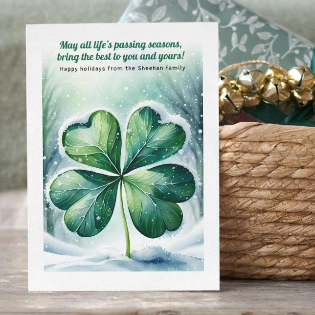 Tarjeta Festiva Navidades irlandeses bendiciendo lo personalizado (Irish Christmas Blessing Personalized Holiday Card by Ricaso. Ireland themed holiday cards)