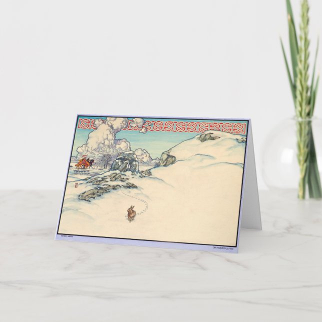 Tarjeta Festiva Navidades irlandeses célebres con conejo de invier (Anverso)