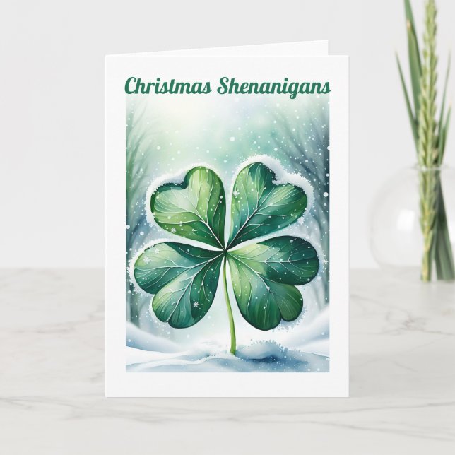 Tarjeta Festiva Navidades irlandeses Shenanigans personalizados (Anverso)