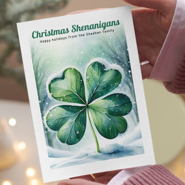 Tarjeta Festiva Navidades irlandeses Shenanigans personalizados (Irish Christmas Shenanigans Personalized Holiday Card by Ricaso. Ireland themed cards add text.)