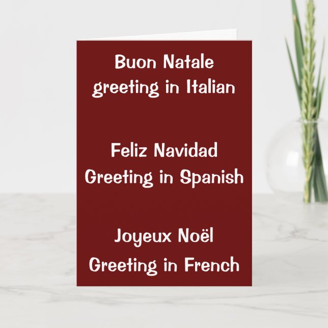 TARJETA FESTIVA NAVIDADES ITALIANOS, ESPAÑOLES Y FRANCESES LES DES (Anverso)