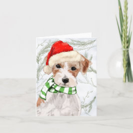 Tarjeta Festiva Navidades Jack Russell y botánicos