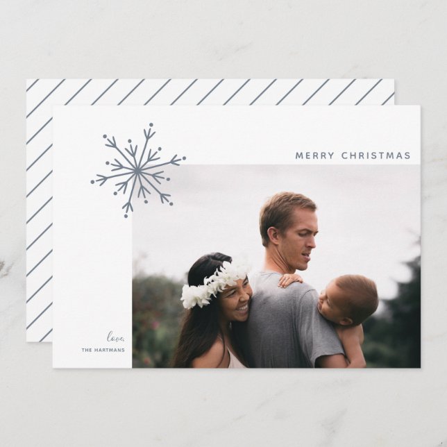 Tarjeta Festiva Navidades japoneses con un simple copo de nieve fo (Anverso / Reverso)