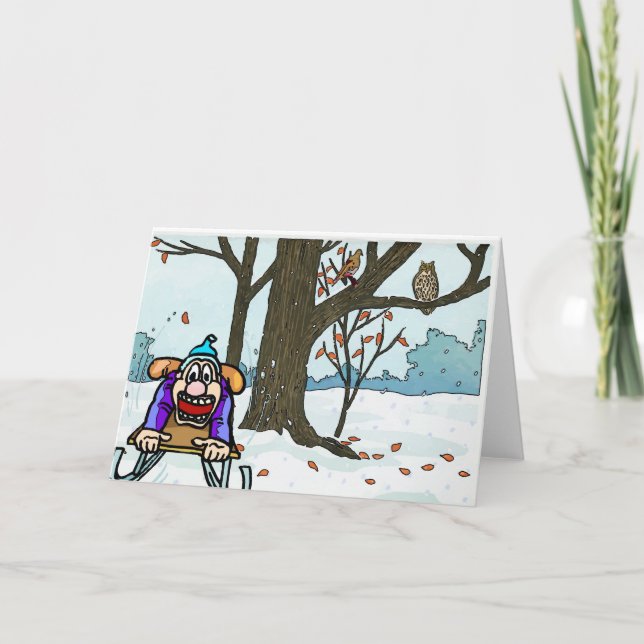 Tarjeta Festiva Navidades japoneses niegan nevadas y pájaros (Anverso)