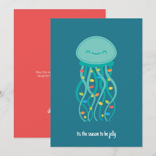 Tarjeta Festiva Navidades Jellyfish (Anverso / Reverso)