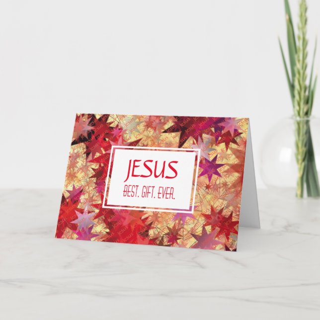 Tarjeta Festiva Navidades JESUS MEJOR REGALO QUE NUNCA LAS estrell (Anverso)