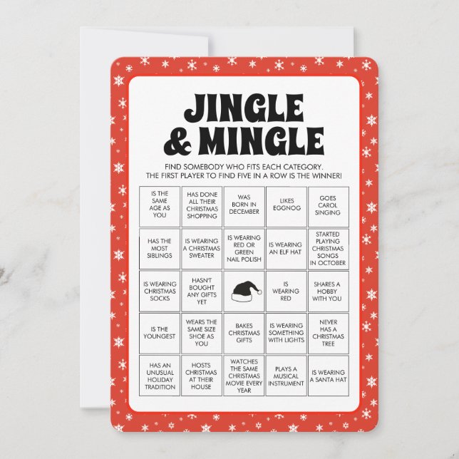 Tarjeta Festiva Navidades Jingle & Mingle Bingo Game (Anverso)