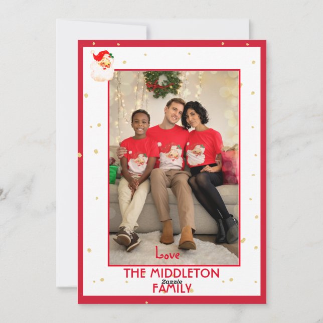 Tarjeta Festiva Navidades Jolly Santa Claus Foto Festejando Feliz (Reverso)