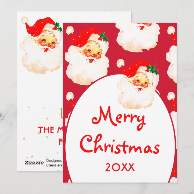 Tarjeta Festiva Navidades Jolly Santa Claus Merry Greeting (Anverso / Reverso)