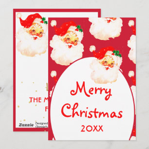 Tarjeta Festiva Navidades Jolly Santa Claus Red Merry Greeting
