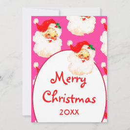 Tarjeta Festiva Navidades Jolly Santa Claus Saludo con mora rosada