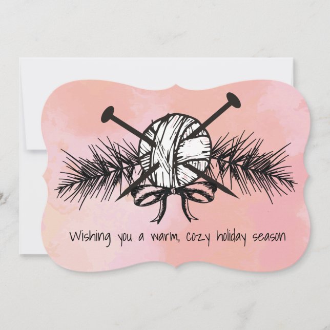 Tarjeta Festiva Navidades jóvenes hechos a mano con agujas para te (Anverso)