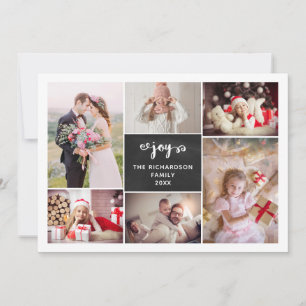 Tarjeta Festiva Navidades Joy   Aspecto de tablero de cuadros mult
