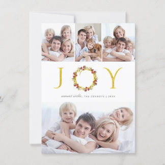 Tarjeta Festiva Navidades Joy Collage de fotos Oro Faux Relieve me