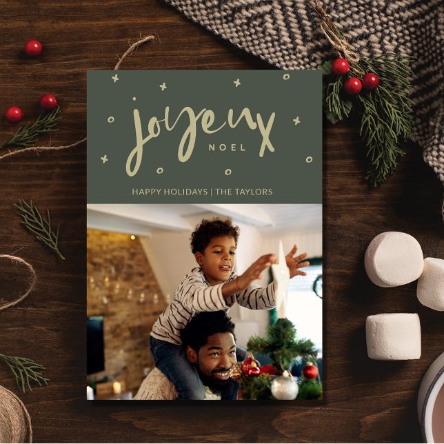 Tarjeta Festiva Navidades Joyeux Noel (Family Photo Joyeux Noel Christmas Holiday Card)
