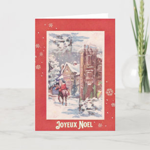 Tarjeta Festiva Navidades Joyeux Noel de la escena vinícola de cop