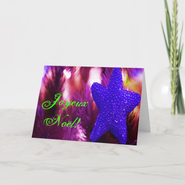 Tarjeta Festiva Navidades Joyeux Noel Navidades Púrpura Estrella I (Anverso)