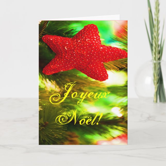 Tarjeta Festiva Navidades Joyeux Noel Navidades rojos Estrella I (Anverso)