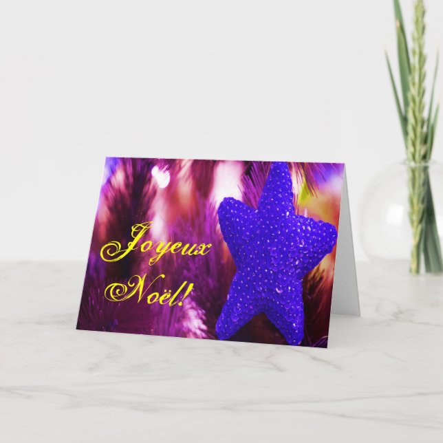 Tarjeta Festiva Navidades Joyeux Noel Purple Estrella II (Anverso)