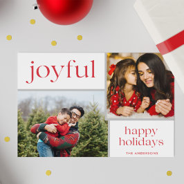 Tarjeta Festiva Navidades Joyful Family Photo Moderno
