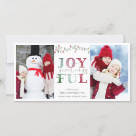 Tarjeta Festiva Navidades JOYFUL GREETINS 2 Fotos Luces