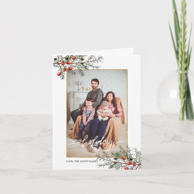 Tarjeta Festiva Navidades Juniper Frame Saludos 2 Foto (Anverso)