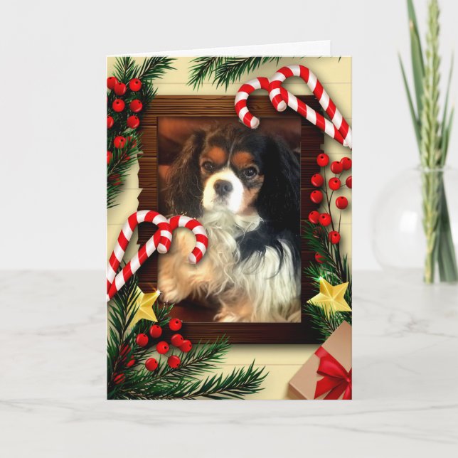 Tarjeta Festiva navidades kirguisos Charles Spaniel (Anverso)