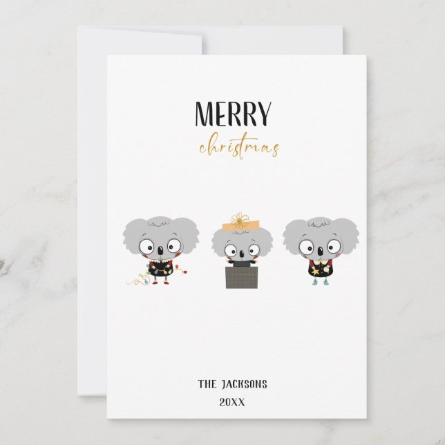 Tarjeta Festiva Navidades Koalas (Anverso)