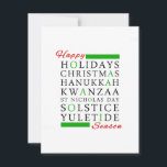 Tarjeta Festiva Navidades Kwanzaa Hanukkah Solstice Yuletide<br><div class="desc">Navidades Kwanzaa Hanukkah Solstice Yuletide</div>