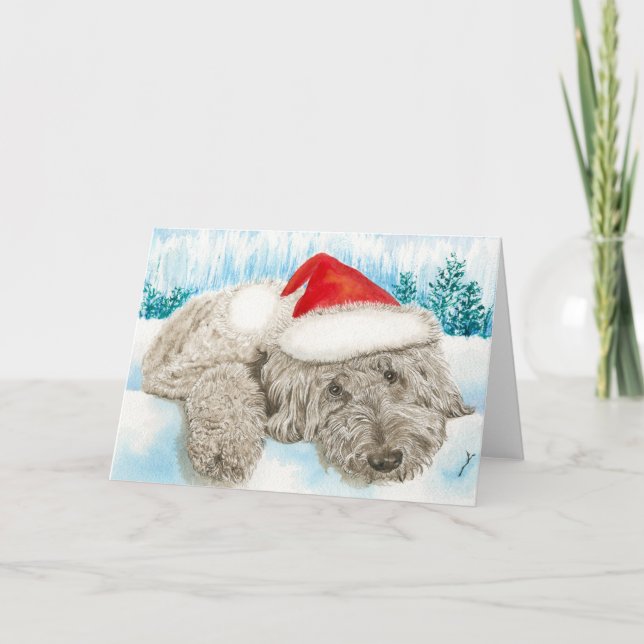 Tarjeta Festiva Navidades Labradoodle (Anverso)
