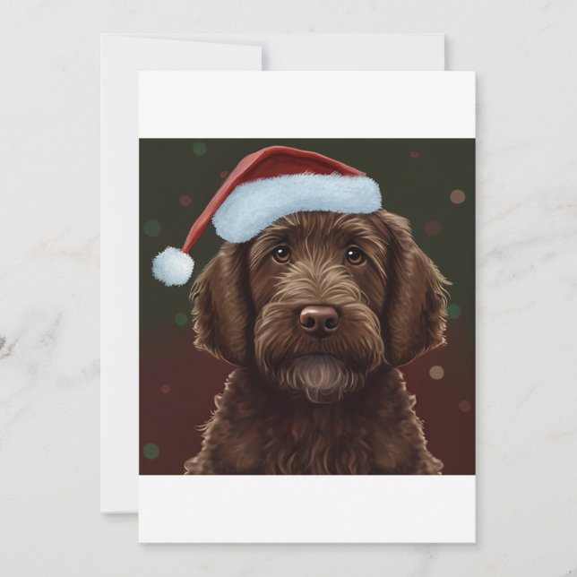 Tarjeta Festiva Navidades Labradoodle , Regalo de amante de los pe (Anverso)