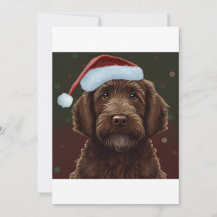 Tarjeta Festiva Navidades Labradoodle , Regalo de amante de los pe