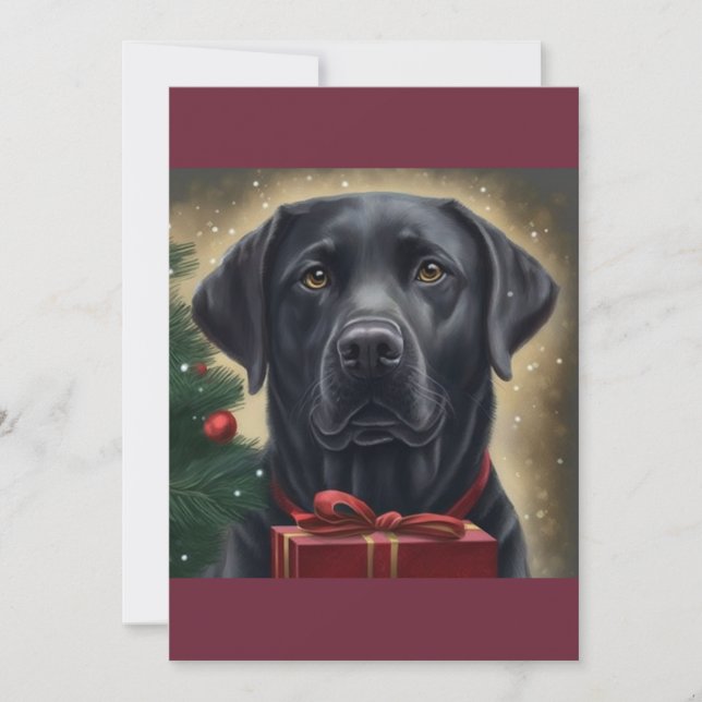 Tarjeta Festiva Navidades Labrador Negro , Regalo de amante de los (Anverso)