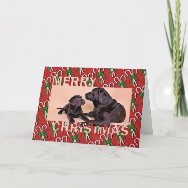 Tarjeta Festiva Navidades - Labradores de chocolate (Anverso)