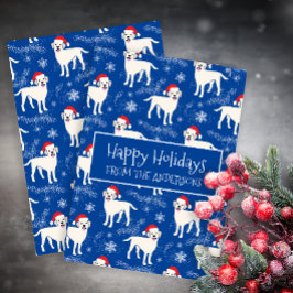 Tarjeta Festiva Navidades Labradors felices en la nieve