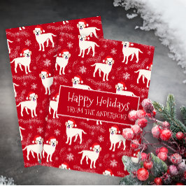 Tarjeta Festiva Navidades Labradors felices en la nieve