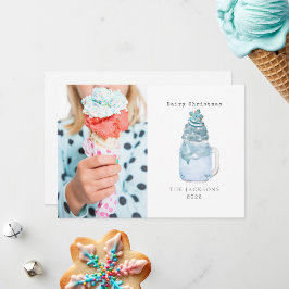 Tarjeta Festiva Navidades lácteos Blue Snowflake Milkshake